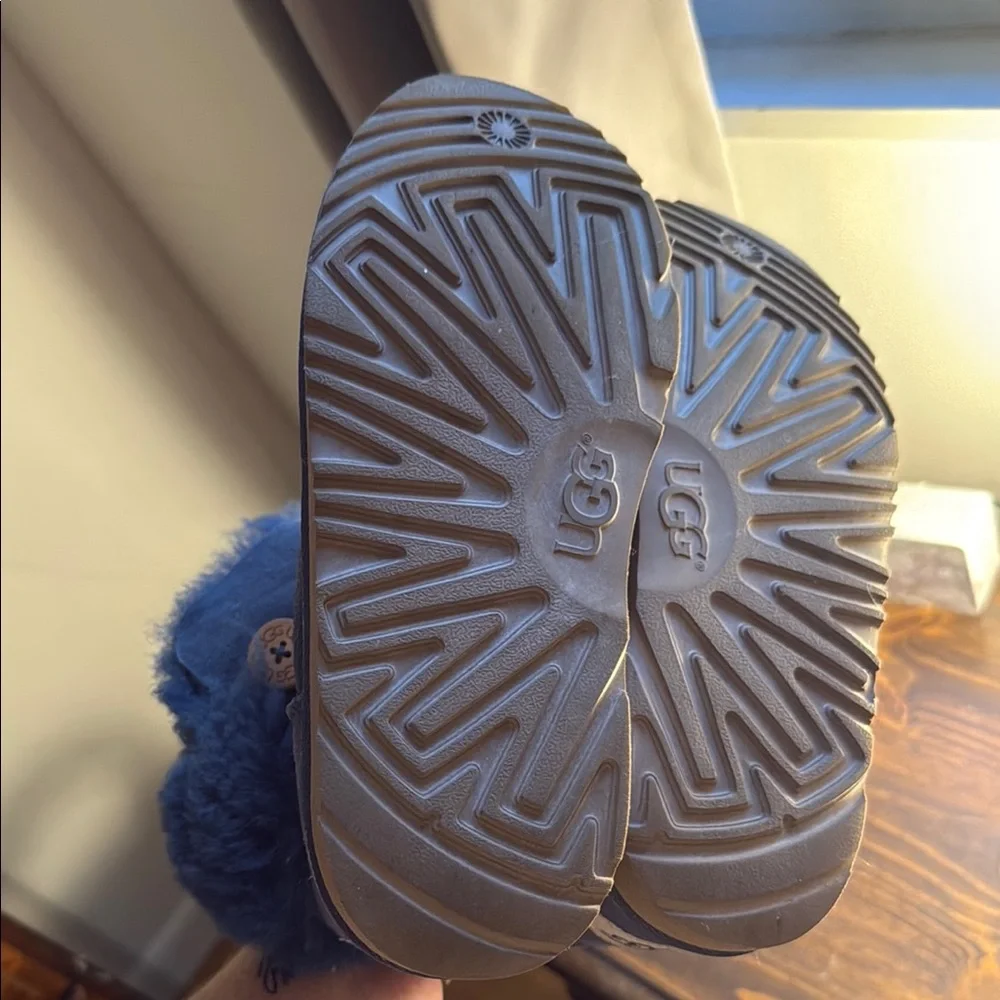 UGG Blue Shearling Boots with Brown Sole - Picture 3 of 4